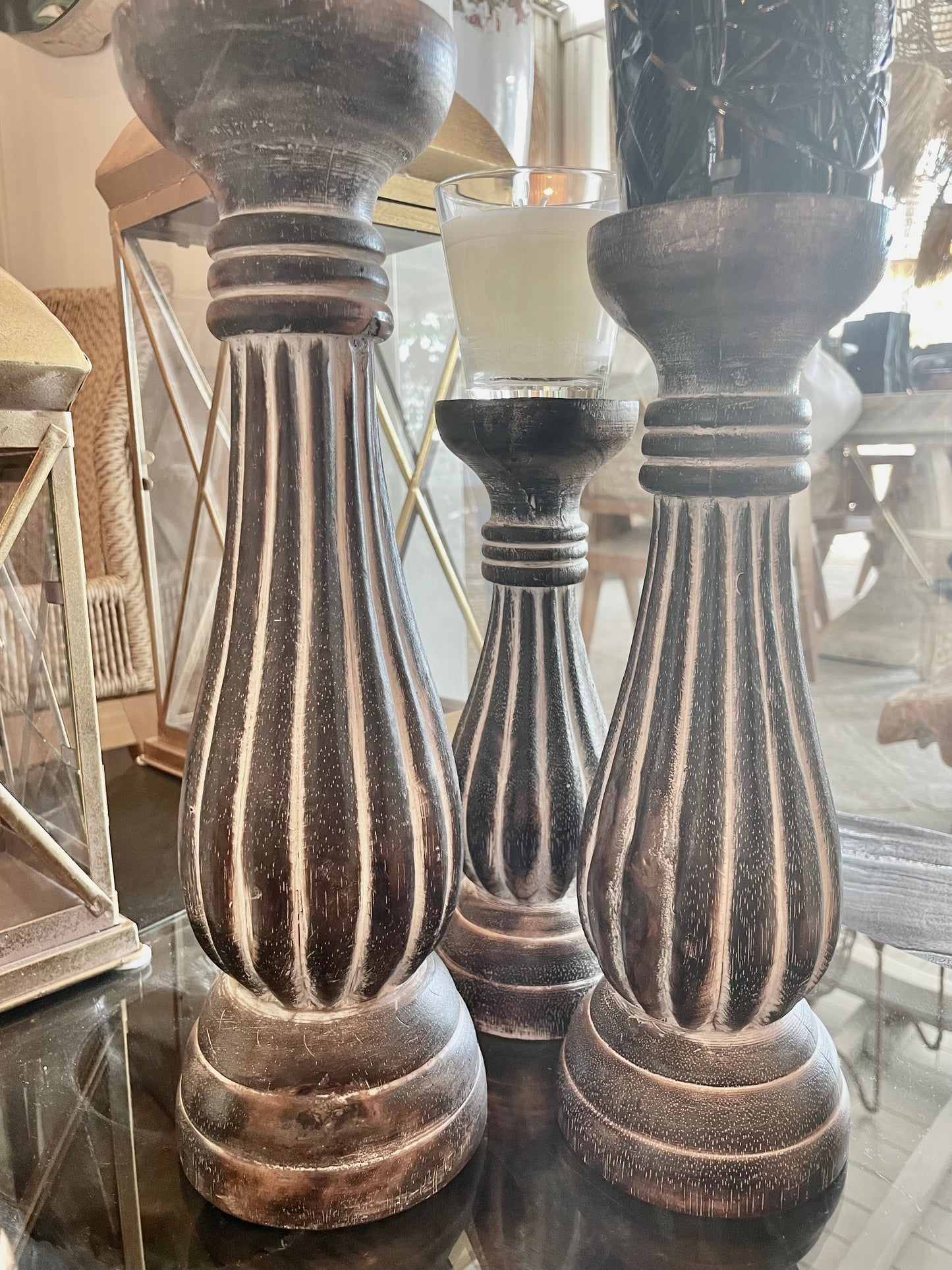 Black Candle Holder Set of 3