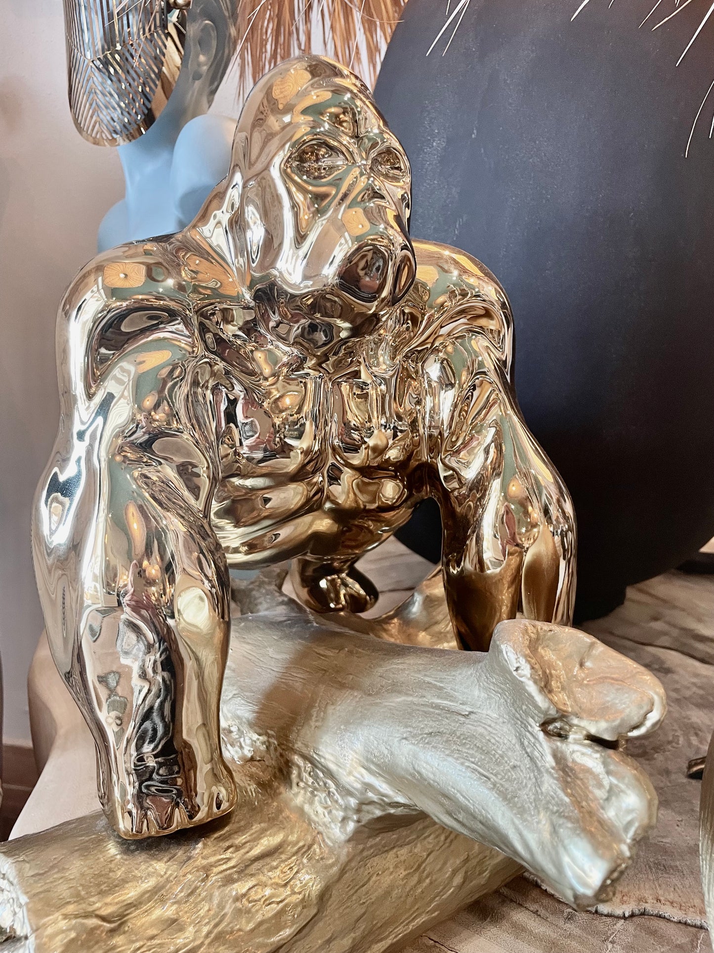 Gold Ceramic Decorative Gorilla