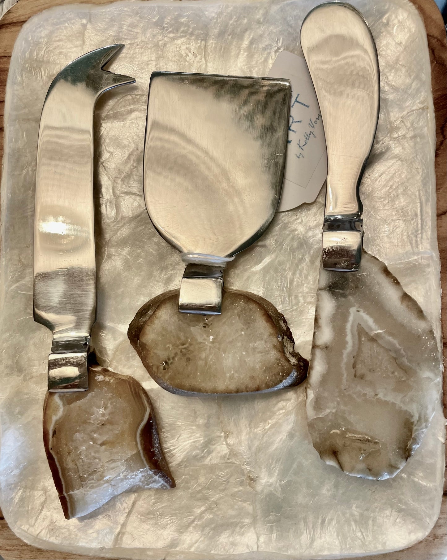 Cheese Set with Agate stone handles