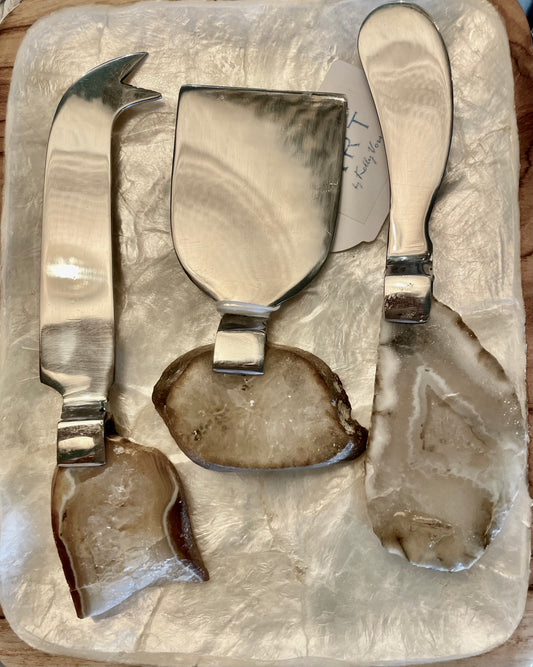 Cheese Set with Agate stone handles