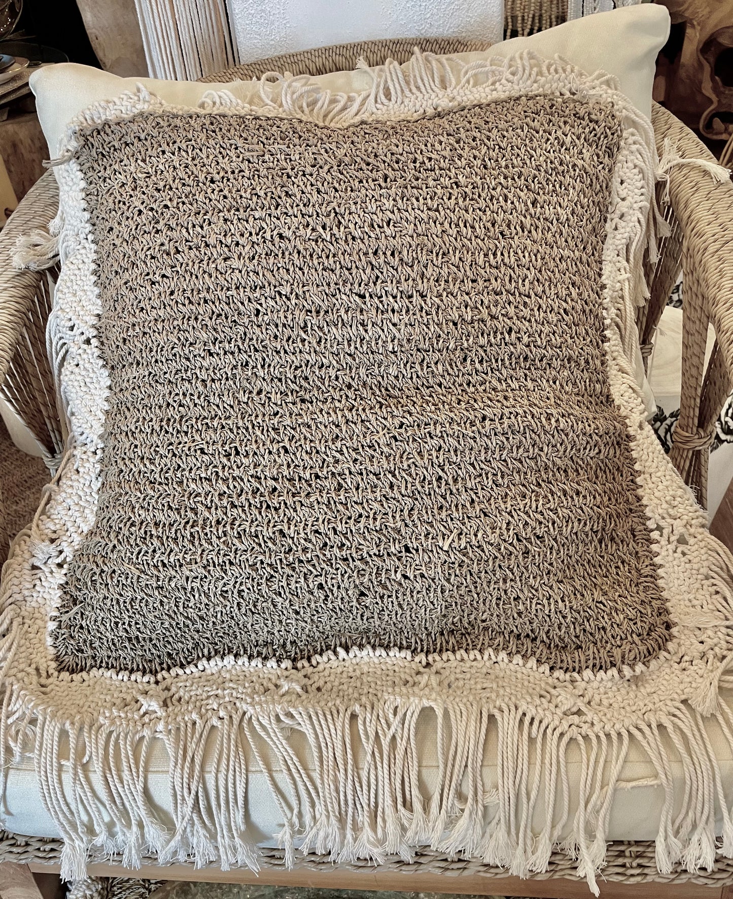 Handmade Square Seagrass Cushion Cover