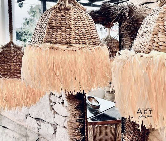 Natural Grass & Raffia Ceiling Lamp