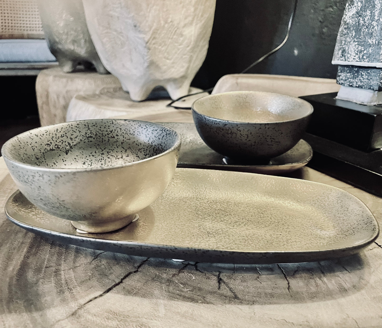 Black & Gold Ceramic Bowls Set of 2