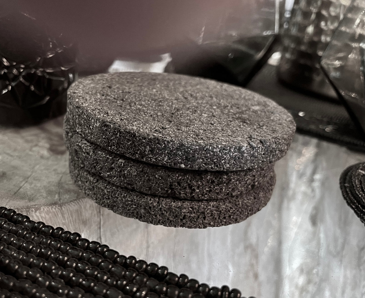 Black Stone Coasters Set of 4