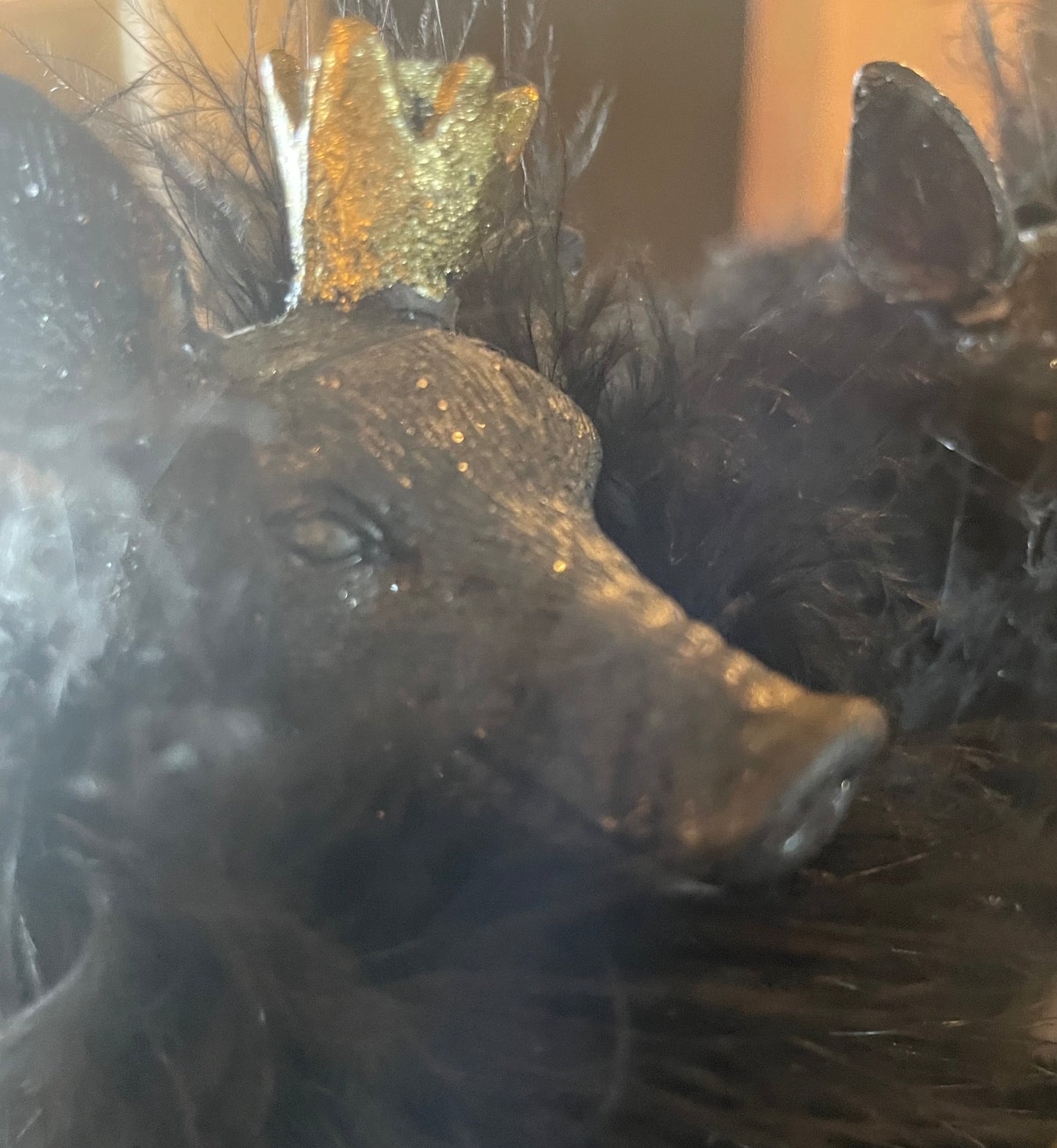 Set of 2 Black Decorative Pigs