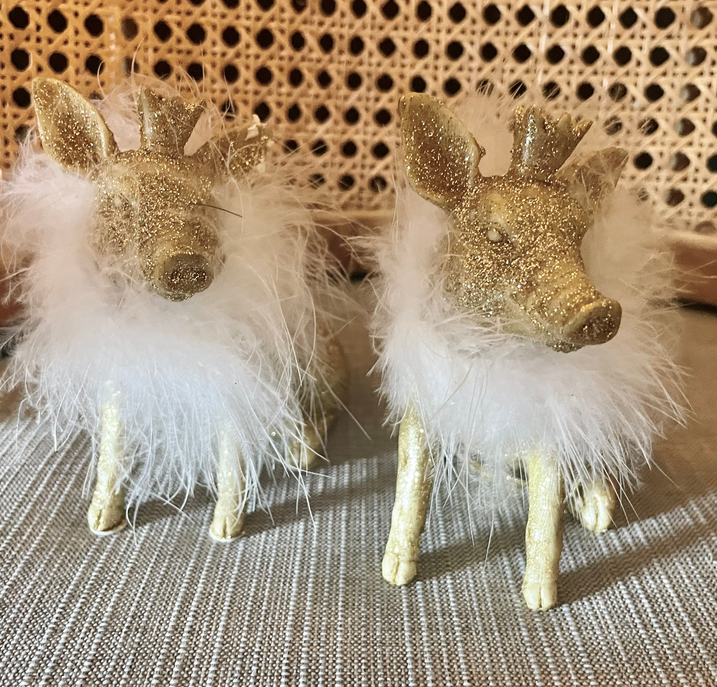 Set of 2 Gold Decorative Pigs