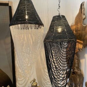 Luxury White & Black Glass Beads Chandelier