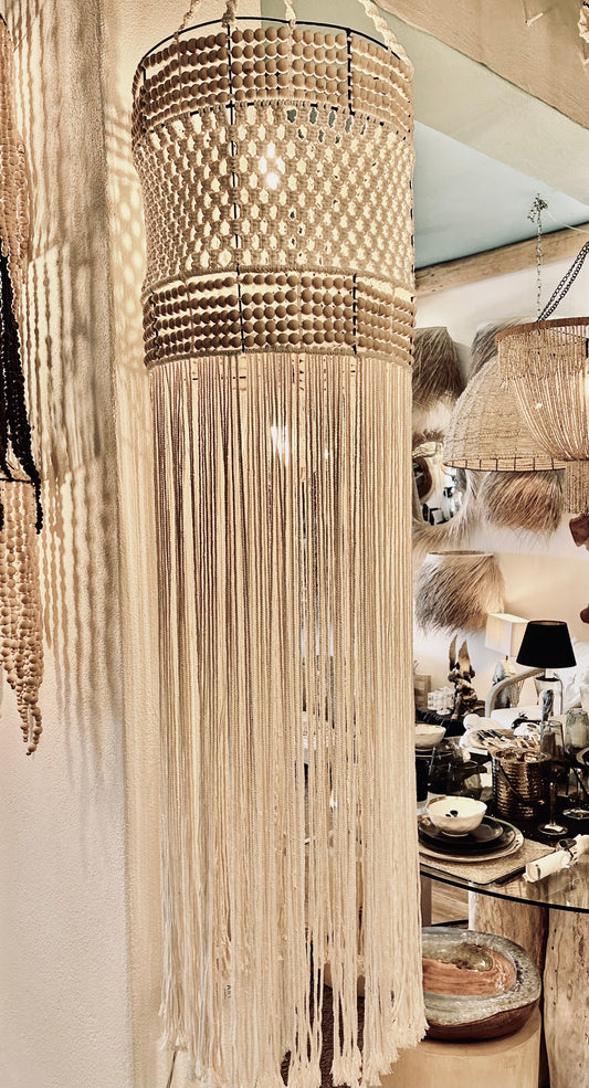 Macrame & Wooden Beads Ceiling Lamp