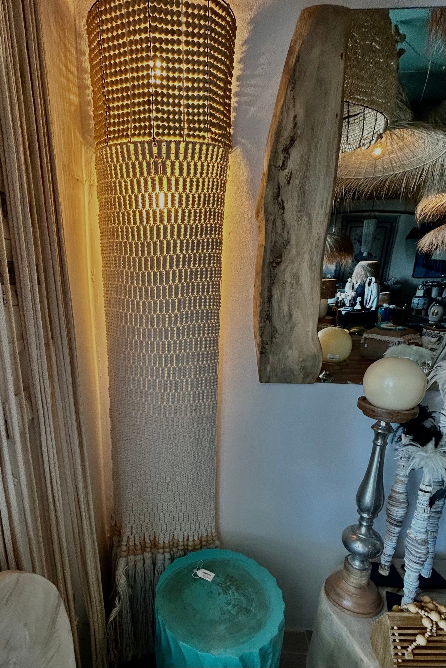 Macrame with Wooden Beads Wall Lamp