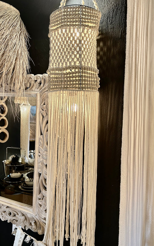 Macrame with Wooden Beads Ceiling Lamp