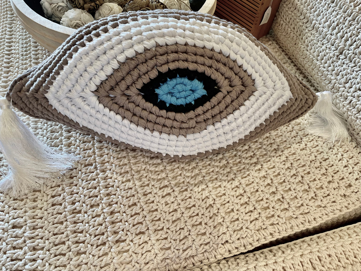 Handmade Macrame Natural Eye Cushion