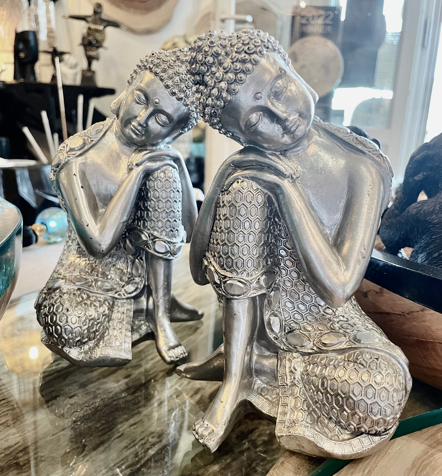 Silver Budha Couple Set of 2