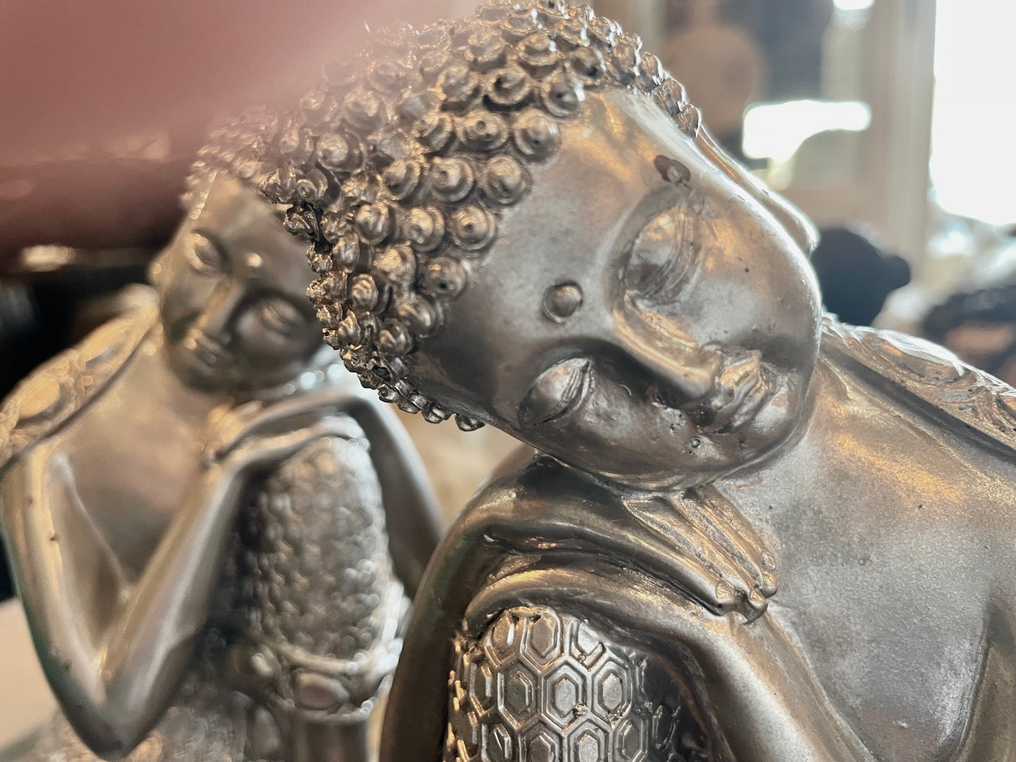 Silver Budha Couple Set of 2