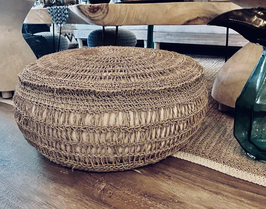 Handmade Round Natural Pouf