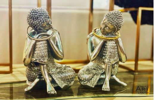 Silver Budha Couple Set of 2