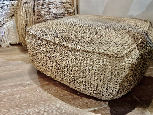 Handmade Square Natural Pouf